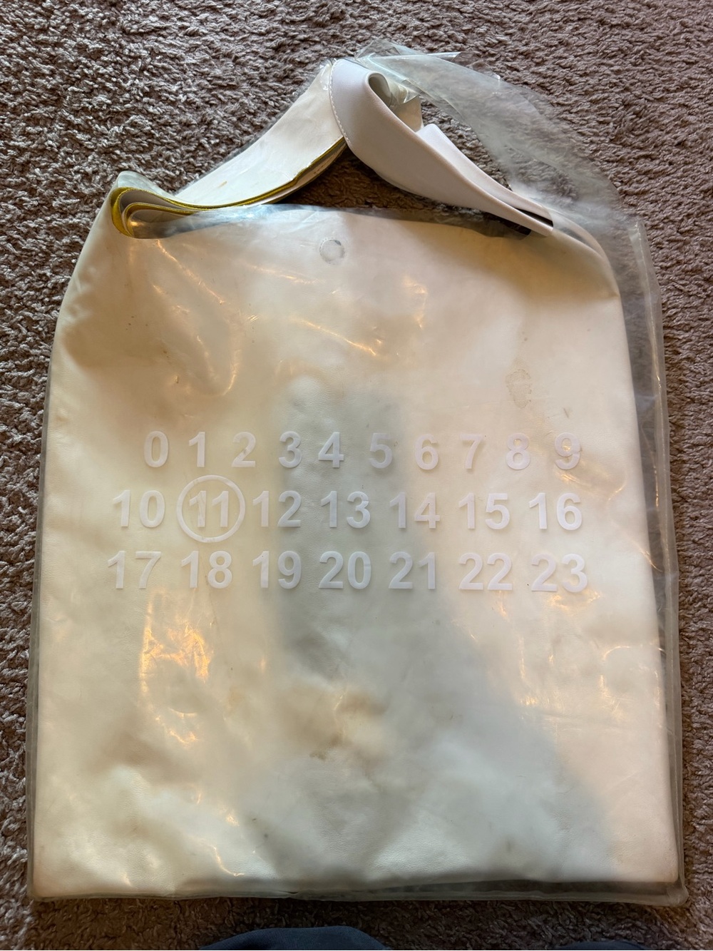 Maison Martin Margiela White Tote with Bright Yellow Interior